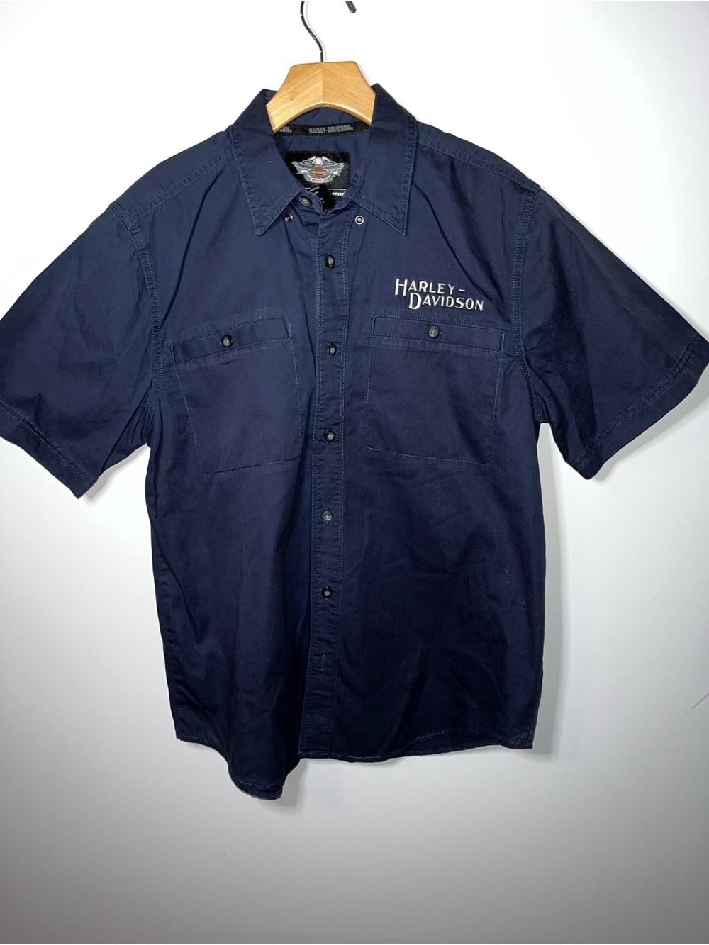 Harley-Davidson Navy Short Sleeve Button-Up Work Shirt